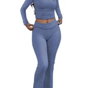 Yoga Two-Piece Set Long-Sleeve Wide-Leg Activewear